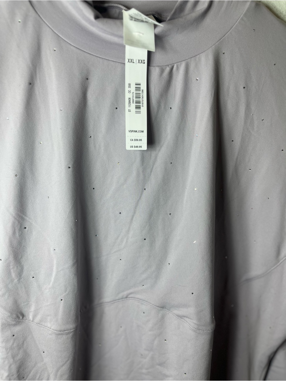 PINK Victoria's Secret Lavender Rhinestone Mock Neck Long Sleeve Top - Picture 4 of 11